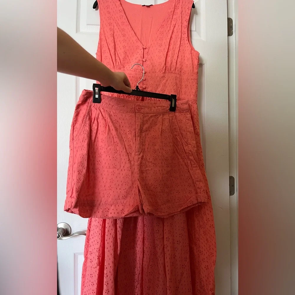 Venus 2 Piece Set Pink Salmon Eyelet Maxi Top (sz 16) & Matching bottoms (sz 14)